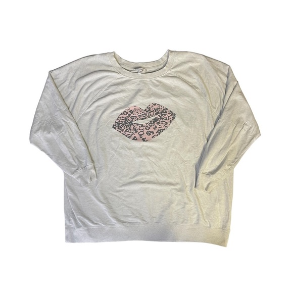 Wildfox Light Gray-ish White Pink Leopard Print Pullover Crewneck Sweatshirt 2XL - Picture 1 of 6